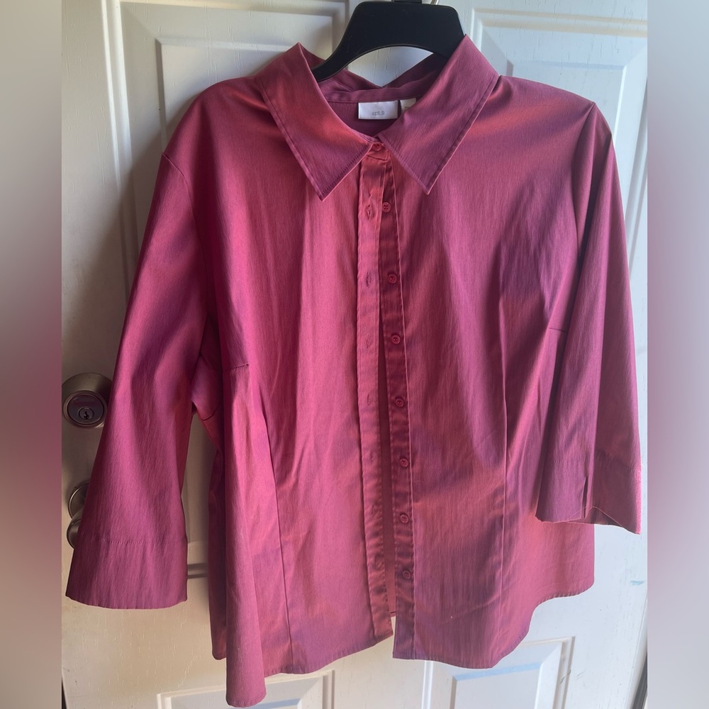 Apt. 9 Burgundy Button Down Blouse 1X
